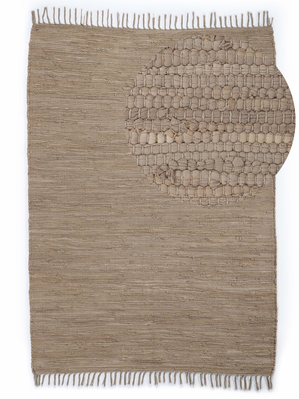 Bild von carpetfine Teppich "Kelim Chindi uni", rechteckig, 5 mm Höhe, Wendeteppich, reine Baumwolle, handgewebt, Uni-Farben, mit Fransen