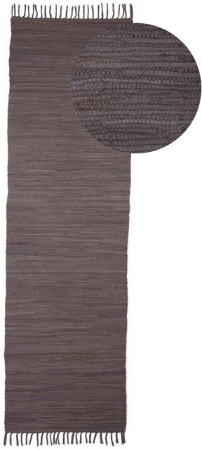 Bild von carpetfine Teppich "Kelim Chindi uni", rechteckig, 5 mm Höhe, Wendeteppich, reine Baumwolle, handgewebt, Uni-Farben, mit Fransen