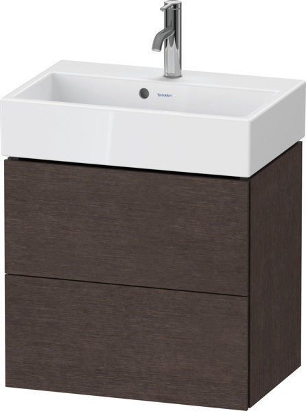 Bild von Duravit L-Cube Waschtischunterbau wandhängend Compact, 2 Schubkästen, Breite: 584mm, für Vero Air 236860, Farbe: Eiche Dunkel gebürstet Echtholzfurnier