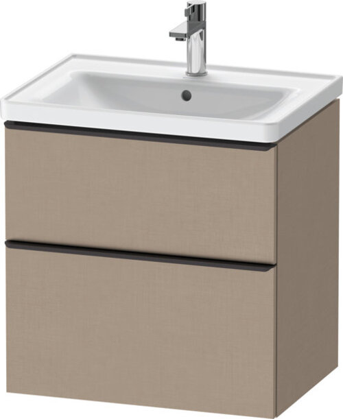 Bild von Duravit D-Neo, Waschtischunterbau wandhängend, Breite 634 x Tiefe 452mm, 1x Schubkasten, 1x Auszug, mit Griff, DE43540, Farbe: Leinen