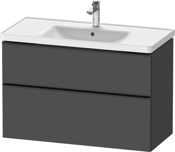 Bild von Duravit D-Neo, Waschtischunterbau wandhängend, Breite 984 x Tiefe 452mm, 1x Schubkasten, 1x Auszug, mit Griff, DE43560, Farbe: Graphit Matt Dekor