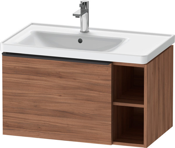 Bild von Duravit D-Neo, Waschtischunterbau wandhängend, Breite 784 x Tiefe 452mm, 1x Tür, mit Griff, DE42580, Farbe: Nussbaum Natur Dekor