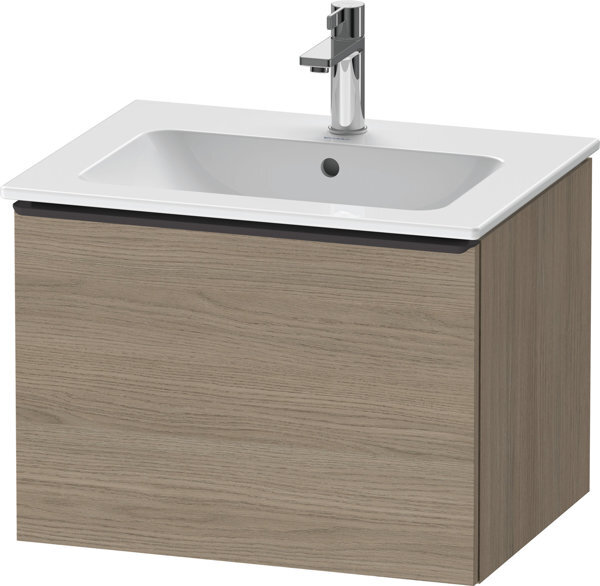 Bild von Duravit D-Neo, Waschtischunterbau wandhängend, Breite 610 x Tiefe 462mm, 1x Auszug, mit Griff, DE42610, Farbe: Eiche Terra