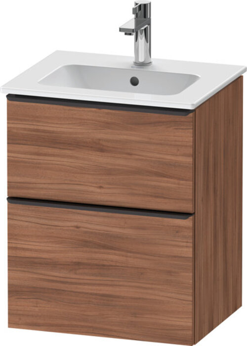 Bild von Duravit D-Neo, Waschtischunterbau wandhängend, Breite 510 x Tiefe 402mm, 1x Schubkasten, 1x Auszug, mit Griff, DE43600, Farbe: Nussbaum Natur Dekor