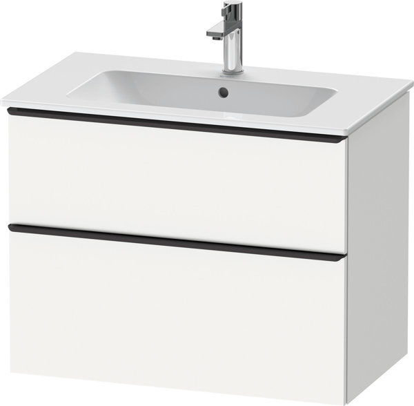 Bild von Duravit D-Neo, Waschtischunterbau wandhängend, Breite 810 x Tiefe 462mm, 1x Schubkasten, 1x Auszug, mit Griff, DE43620, Farbe: Weiß Matt Dekor