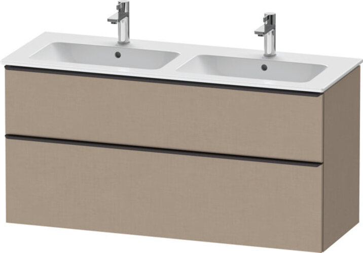 Bild von Duravit D-Neo, Waschtischunterbau wandhängend, Breite 1280 x Tiefe 462mm, 1x Schubkasten, 1x Auszug, mit Griff, DE43650, Farbe: Leinen