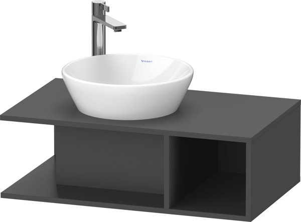 Bild von Duravit D-Neo, Waschtischunterbau wandhängend Compact, Breite 800 x Tiefe 480mm, 1x offenes Fach seitlich rechts, , DE49180, Farbe: Graphit Matt Dekor