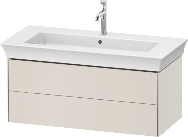 Bild von Duravit White Tulip, Waschtischunterbau wandhängend, Breite 984 x Tiefe 458mm, mit 2 Schubkästen, mit Tip-on Technik, WT43420, Farbe: Nordic Weiß Seidenmatt Lack