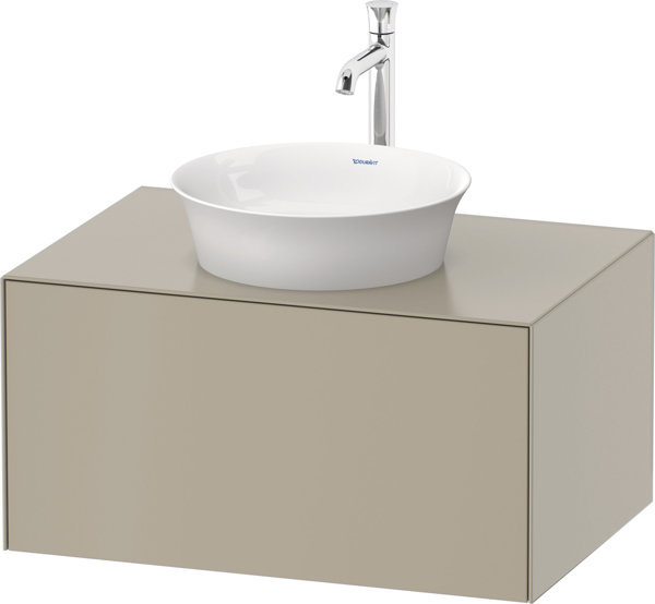 Bild von Duravit White Tulip, Waschtischunterbau wandhängend, Breite 800 x Tiefe 550mm, mit 1x Auszug, mit Tip-on Technik, WT49750, Farbe: Taupe Seidenmatt Lack