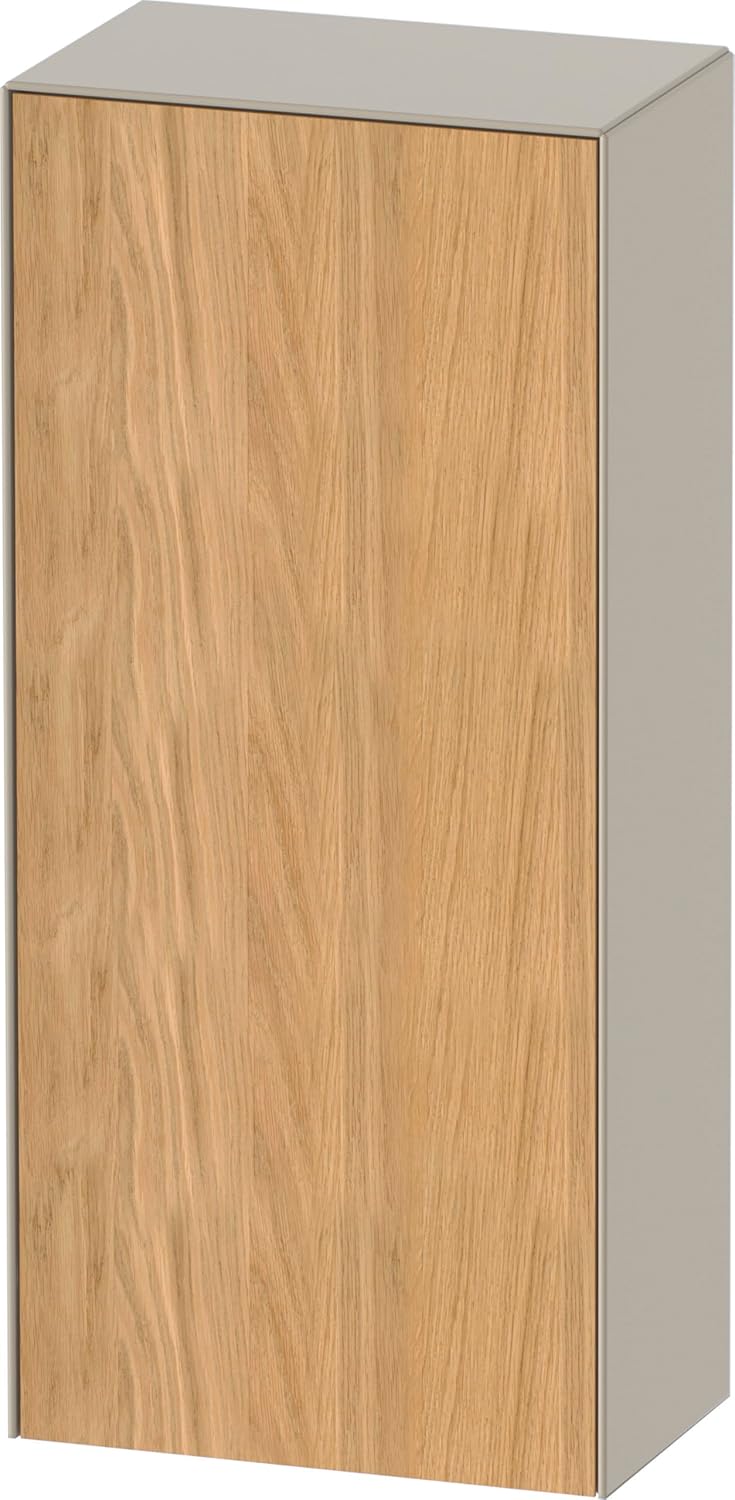 Bild von Duravit White Tulip Halbhochschrank, Breite 400 x Tiefe 240mm, 1 Tür Anschlag links Tip-on Öffnung, WT1322L, Farbe: Korpus: Taupe Seidenmatt, Front: Eiche Natur Massiv
