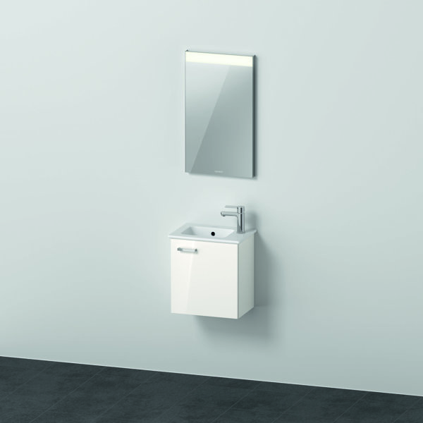 Bild von Duravit Xbase, Möbel-Set wandhängend, mit LED-Spiegel, Waschtisch und Waschtischunterschrank, Breite 400 mm, XB0065R, Farbe: Weiß glänzend