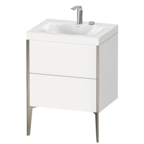 Bild von Duravit XViu 4709 Möbelwaschtisch c-bonded, ohne Hahnloch, mit Unterbau bodenstehend, 2 Auszüge, 600x480, Farbe (Front/Korpus): champagner matt/dolomiti grey hgl