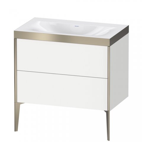 Bild von Duravit XViu 4710 Möbelwaschtisch c-bonded, ohne Hahnloch, mit Unterbau bodenstehend, 2 Auszüge, 800x480, Farbe (Front/Korpus): schwarz matt/schwarz hochglanz