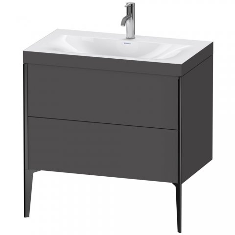 Bild von Duravit XViu 4710 Möbelwaschtisch c-bonded, mit 1 Hahnloch, mit Unterbau bodenstehend, 2 Auszüge, 800x480, Farbe (Front/Korpus): schwarz matt/graphit matt