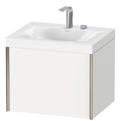 Bild von Duravit XViu 4609 Möbelwaschtisch c-bonded, mit 2 Hahnlöchern, mit Unterbau wandhängend, 1 Auszug, 600x480, Farbe (Front/Korpus): champagner matt/nussbaum natur