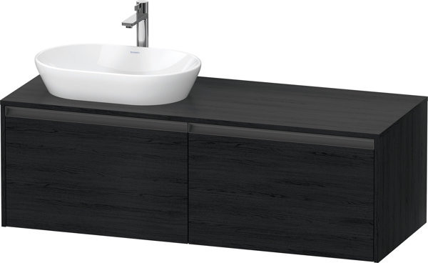 Bild von Duravit Ketho.2 Konsolenwaschtischunterbau wandhängend Eiche Schwarz Matt 1400x550x459 mm - K24888L1 K24888L16160000