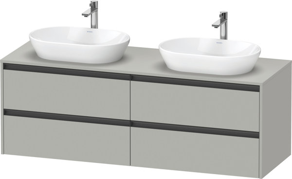 Bild von Duravit Ketho.2 Waschtischunterbau, Beckenausschnitt beidseitig, 1600x568x550mm, K24899B, Farbe: Betongrau Matt Dekor
