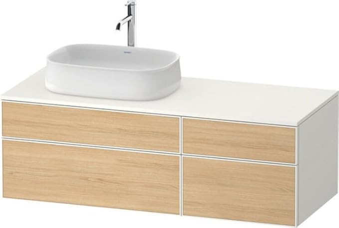 Bild von Duravit Zencha Konsolenwaschtischunterbau, 1300x550mm, 2 Auszüge, 2 Schubkästen, 1 Ausschnitt links, ZE48260, Farbe (Front/Korpus): Front: Eiche Natur/Korpus: Weiss supermatt