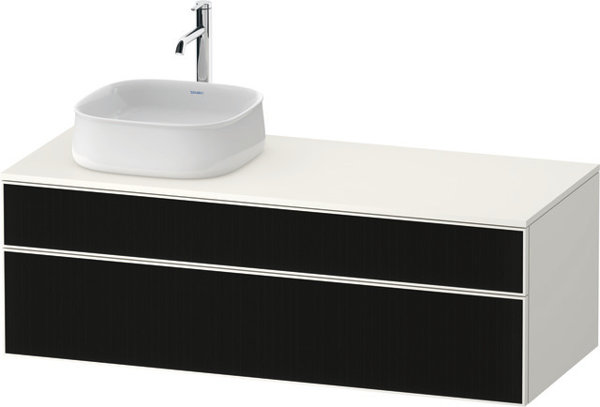 Bild von Duravit Zencha Konsolenwaschtischunterbau, 1300x550mm, 1 Auszug, 1 Schubkasten, Ausschnitt links, ZE4822L, Farbe (Front/Korpus): Front: Schwarz Linienstruktur (Glas)/Korpus: Weiß supermatt