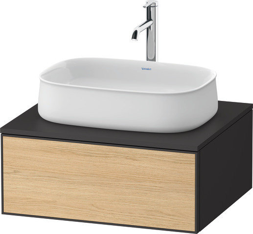 Bild von Duravit Zencha Konsolenwaschtischunterbau, 650x550x281mm, 1 Ausschnitt mittig, ZE48100, Farbe (Front/Korpus): Front: Eiche Natur/Korpus: Graphit supermatt