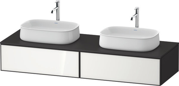 Bild von Duravit Zencha Konsolenwaschtischunterbau, 1600x550mm, 2 Auszüge. 2 Ausschnitte, ZE4815, Farbe (Front/Korpus): Front: Weiss (Glas)/Korpus: Graphit supermatt