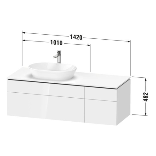 Bild von Duravit L-Cube Konsolenwaschtischunterbau wandhängend in Graphit Matt