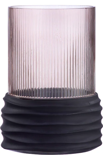 Bild von GILDE Dekovase GROOVE Vase - braun - Glas - H. 26cm - Dekovase - Blumenvase (1 Stück), Zylindrische Glasvase - Blumenvase für Tischdeko und Deko Vasen
