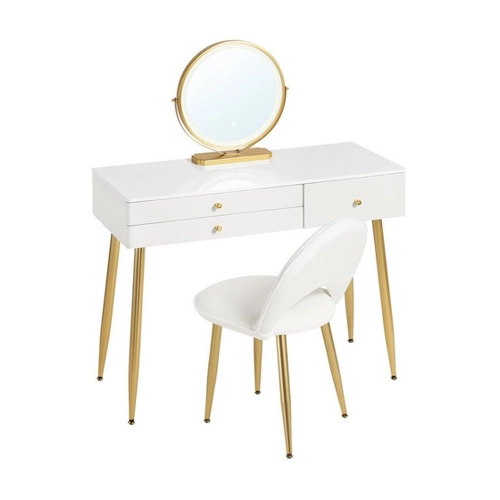 Bild von Eleganter WOLTU Schminktisch mit Samthocker und einstellbarer LED-Spiegelleuchte