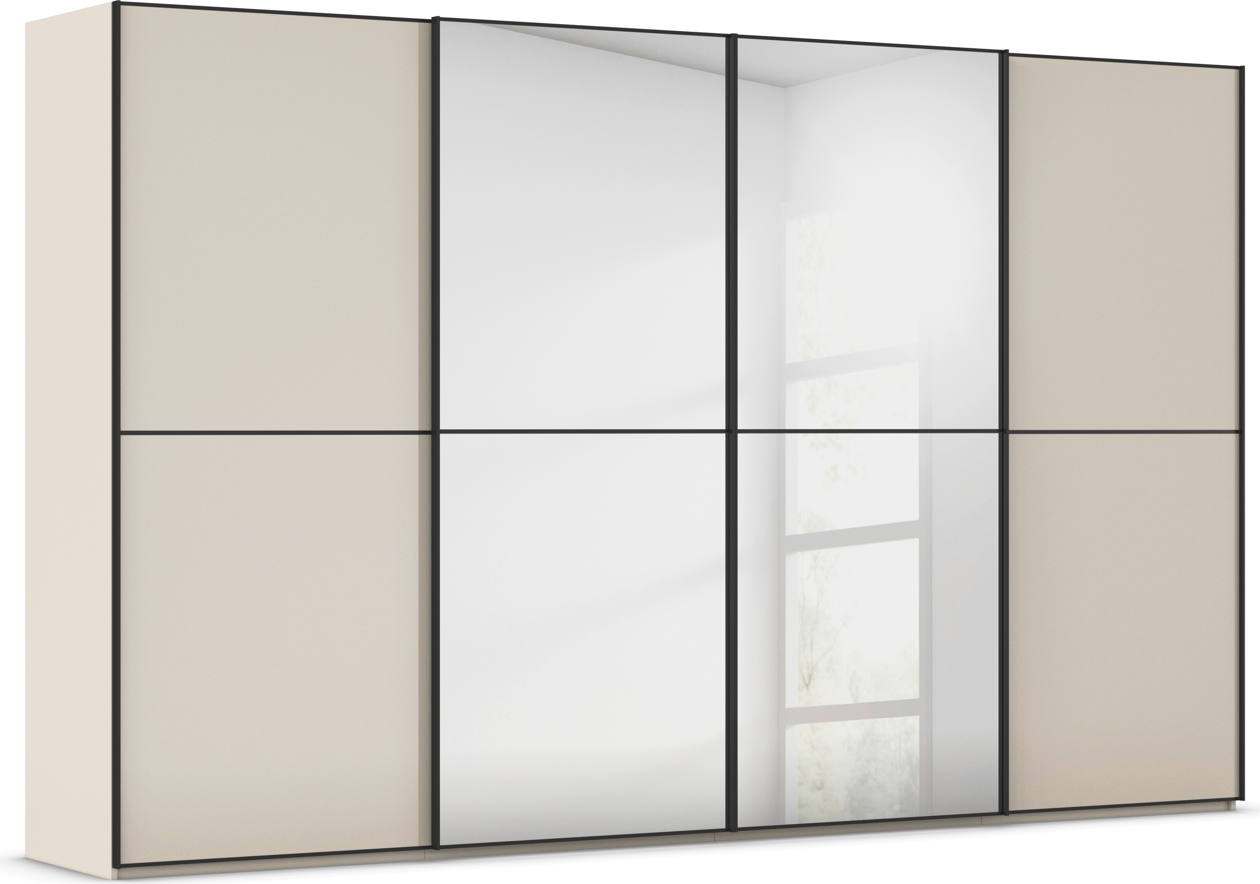Bild von rauch Schwebetürenschrank "Scale-DUO", edle zweigeteilte Türen Spiegel/Glas-Mix 3 Zierleisten MADE IN GERMANY