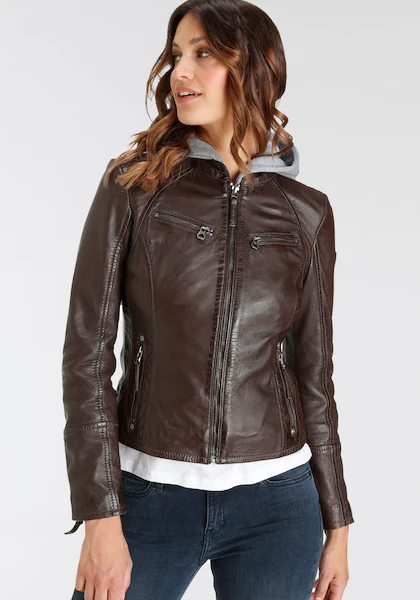 Bild von Mauritius Lederjacke »NOLA«, mit Kapuze, Two-in-One Style - mit abnehmbarer Jersey-Kapuze