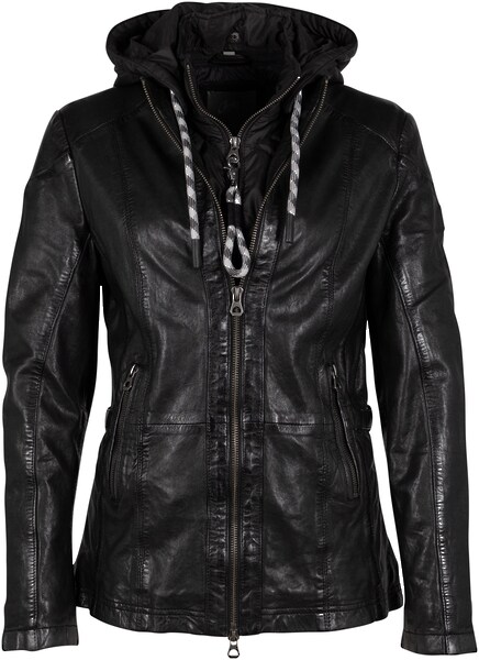 Bild von Mauritius Lederjacke »GWAllmut«, mit Kapuze, mit 2-Wege-Reißverschuss, Kapuze, Zipper-Details, Wattierung