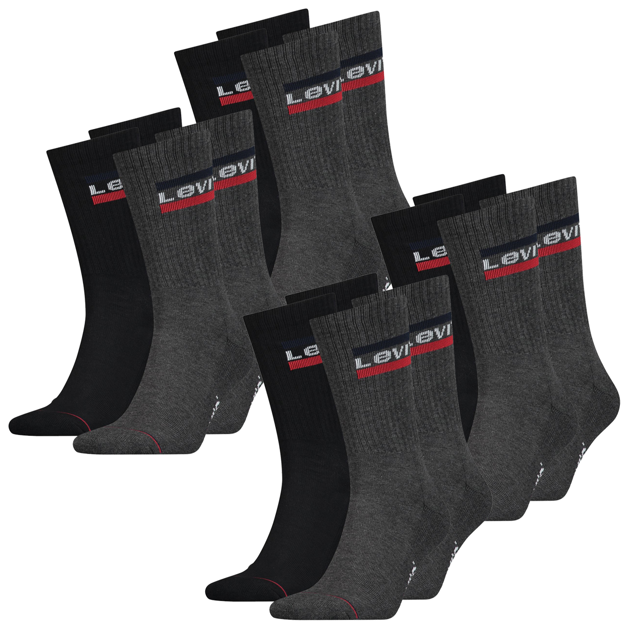 Bild von Levis Unisex Sportsocken Regular Cut Sportswear Logo 4er 6er 8er Multipack