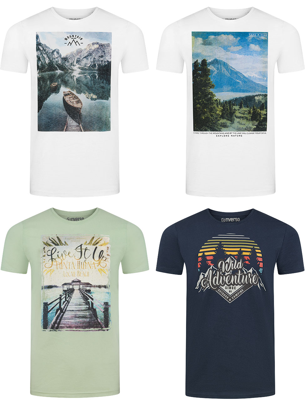 Bild von riverso Tshirt Herren Set Baumwolle Regular Fit RIVLukas 4er Pack