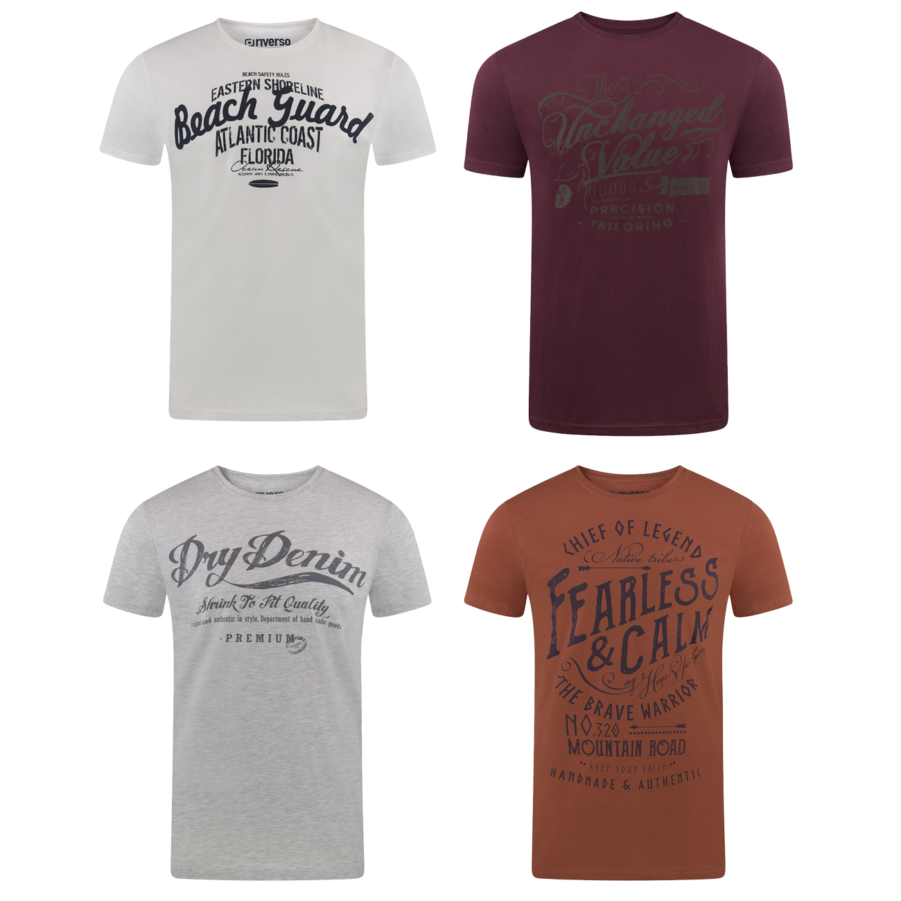 Bild von riverso Tshirt Herren Baumwolle Regular Fit RIVLeon 4er Set Pack