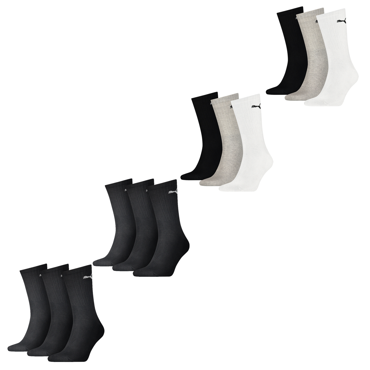 Bild von Puma Herren Damen Basic Unisex Crew Baumwolle Sport Socken - 6er 9er 12er Mulitipack