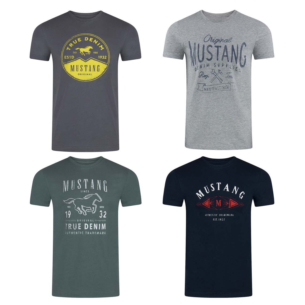 Bild von MUSTANG Tshirt Herren Baumwolle Regular Fit 4er Pack