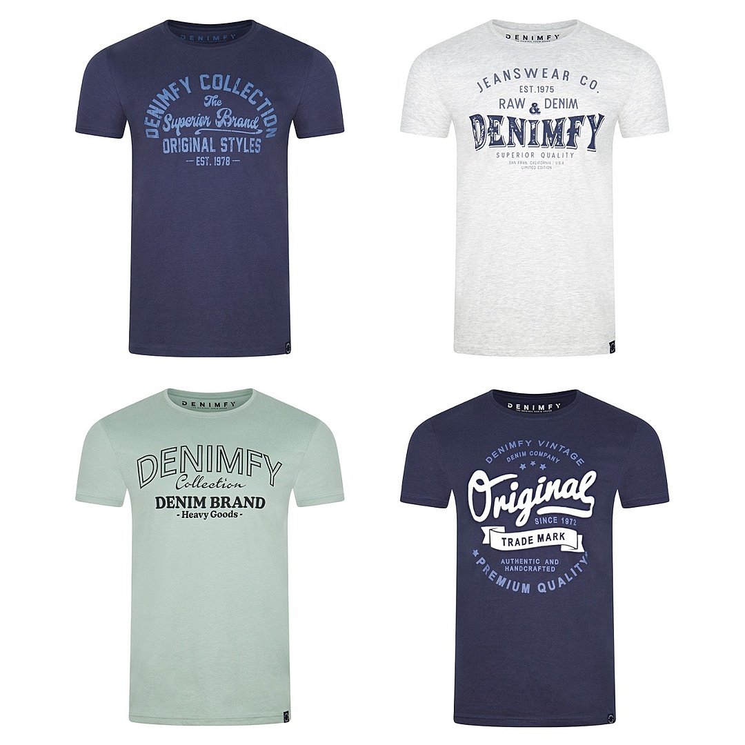 Bild von DENIMFY Tshirt Herren Baumwolle Regular Fit DFNuri 4er Pack Set