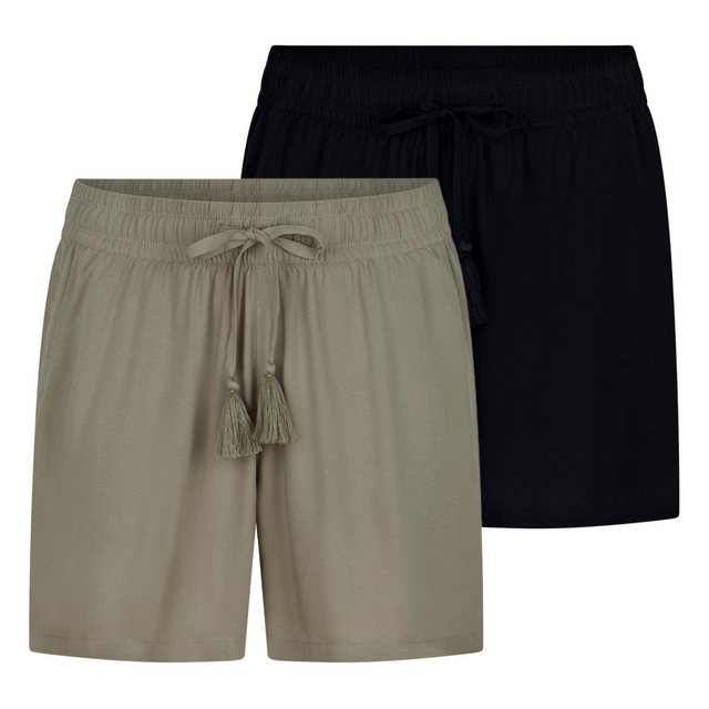Bild von DENIMFY Bermudas Damen Shorts DFLia 2er Pack Regular Fit (Vorteilspack) kurze Stoffhose mit Kordelzug aus 100% Viskose