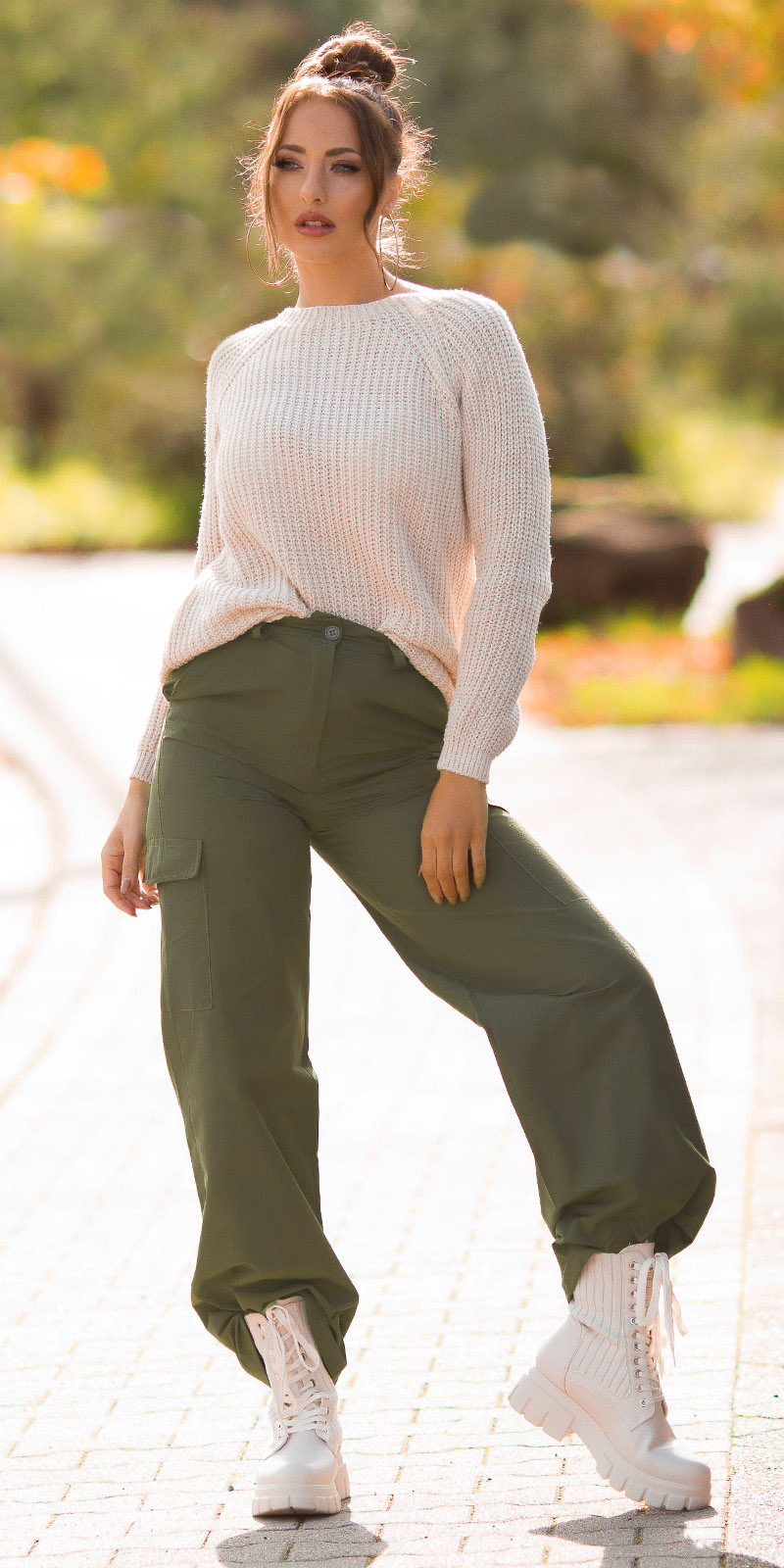 Bild von Gerade High Waist Bootcut Hose im Cargo Style