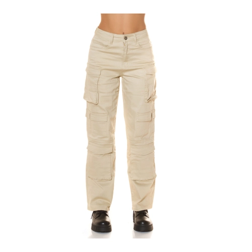 Bild von Stylische Uni Denim Cargo Jeans High Waist für jeden Anlass