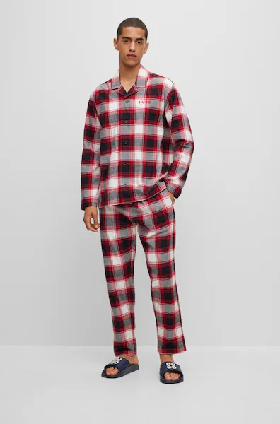 Bild von HUGO Underwear Schlafanzug »Soft Check Pyjama«, (2 tlg.), mit HUGO Stickerei auf der Brust