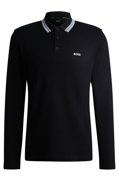 Bild von BOSS GREEN Langarm-Poloshirt »Plisy«, mit Streifen am Kragen