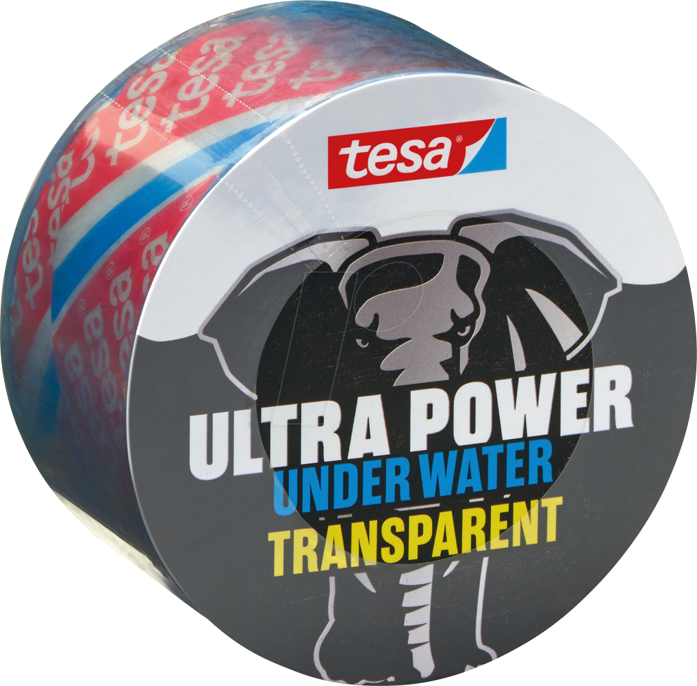 Bild von tesa Ultra Power Under Water Transparent - wasserfestes Klebeband - Abdichtungsband für Pool, Zelt und Dachrinne - starke Klebeleistung für Reparaturen sogar unter Wasser - 1 x Rolle - 1,5 m x 50 mm