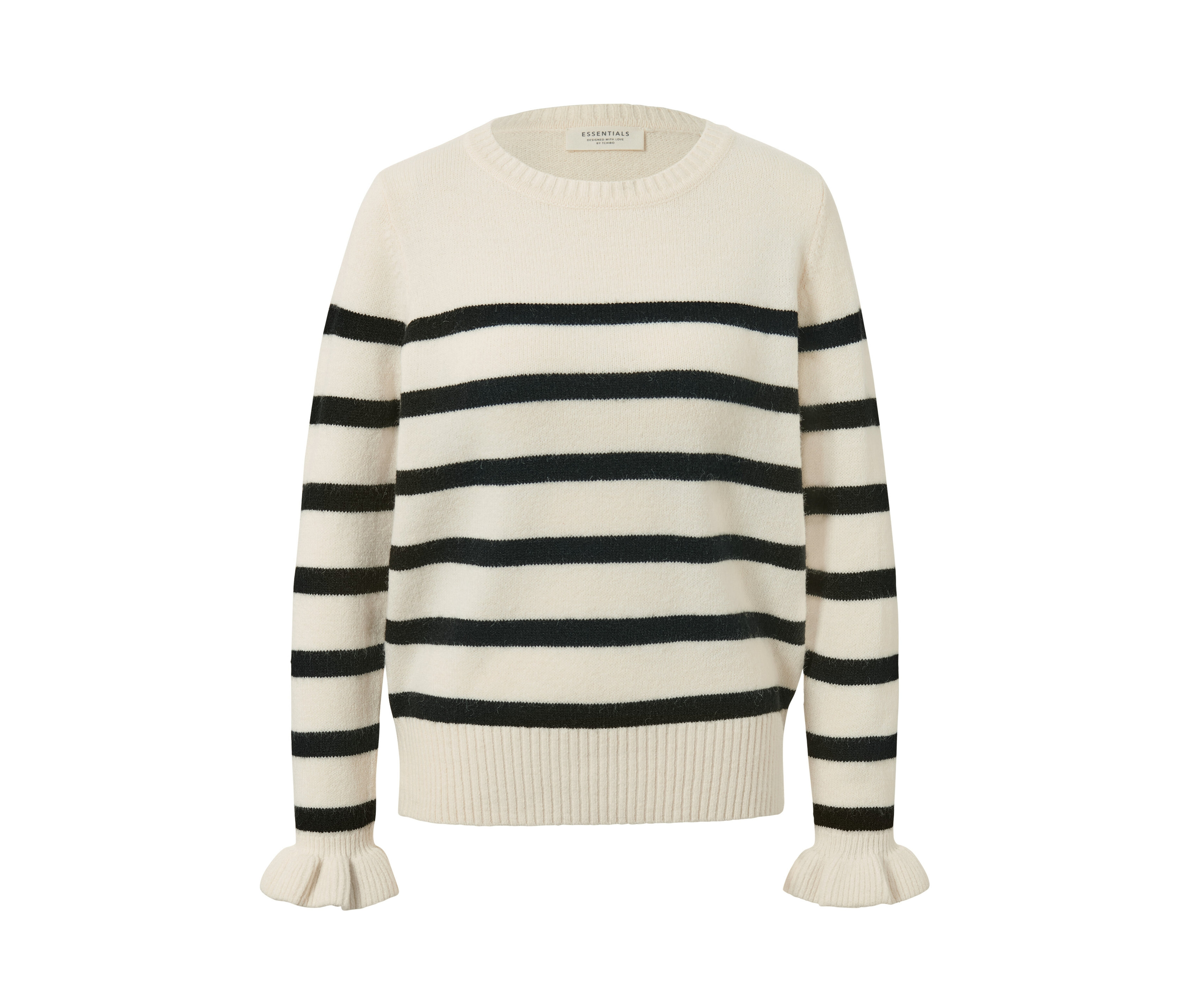 Bild von Tchibo - Strickpullover mit Rüschendetail - Damen - Gr. S - creme