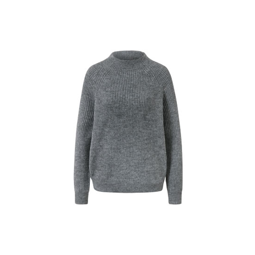 Bild von Stylischer Strickpullover mit Stehkragen in Grau Meliert