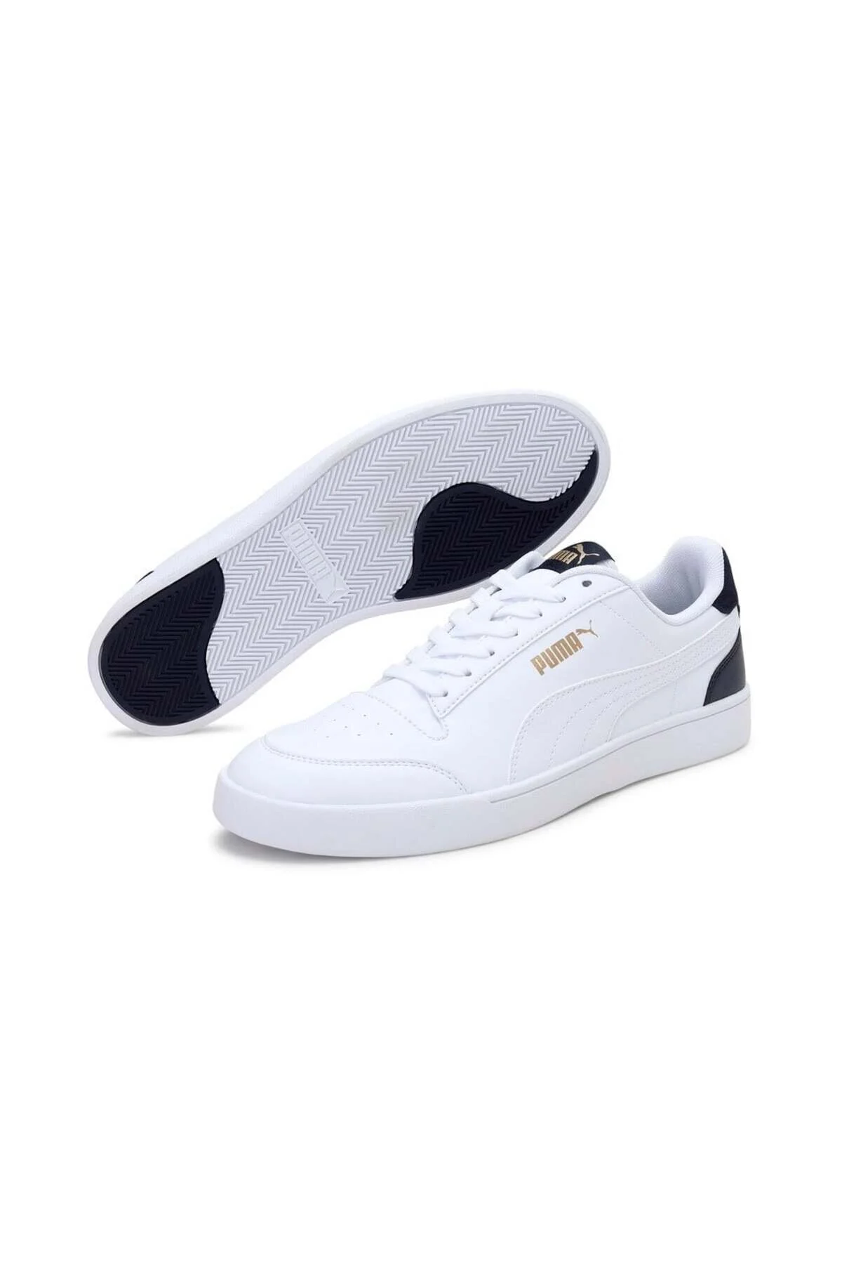 Bild von PUMA Unisex Shuffle Sneaker, Weiß Weiß Peacoat Team Gold, 43 EU