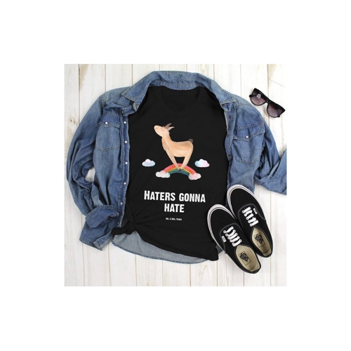 Bild von Mr. & Mrs. Panda T-Shirt Lama Regenbogen - Schwarz