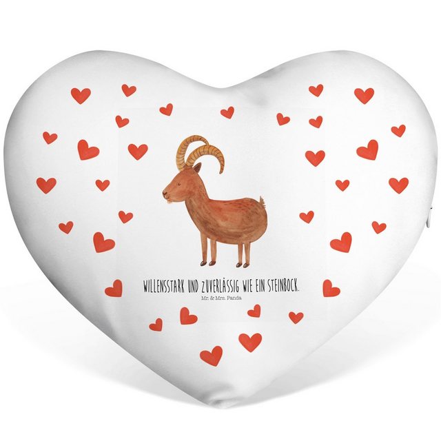 Bild von Mr. & Mrs. Panda Dekokissen Sternzeichen Steinbock - Weiß - Geschenk, Steinbock Geschenk, Herzfor