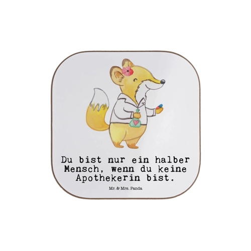 Bild von Mr. & Mrs. Panda Getränkeuntersetzer Apothekerin Herz - Weiß