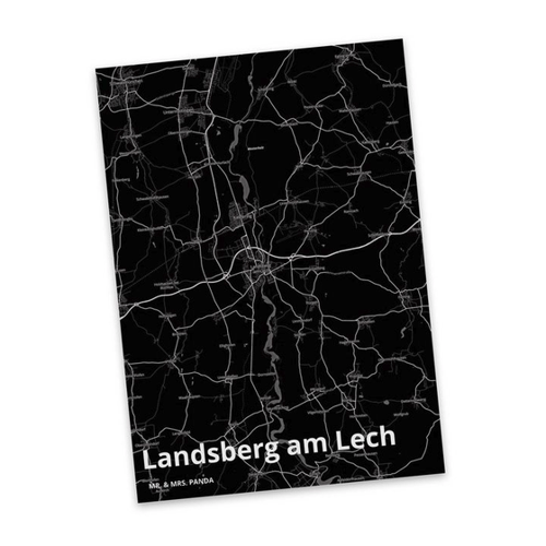 Bild von Mr. & Mrs. Panda Postkarte Landsberg am Lech - Geschenk, Ort, Stadt, Dankeskarte, Stadt Dorf Kar
